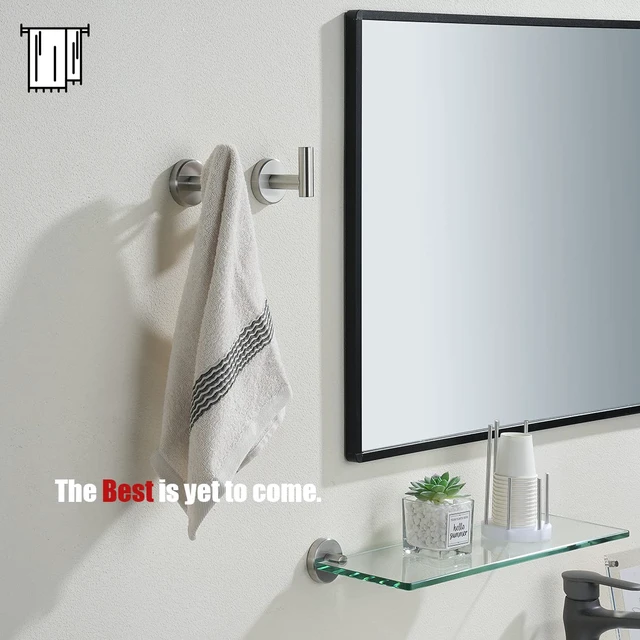 Alt view image 3 of 7 - Bathroom Towel Hook Brushed, Coat Robe Clothes Bath Wall Hooks for Kitchen Garage SUS 304 Stainless Steel Thick 0.8mm, 2 Pack Brushed Steel, TH100-BN-P2