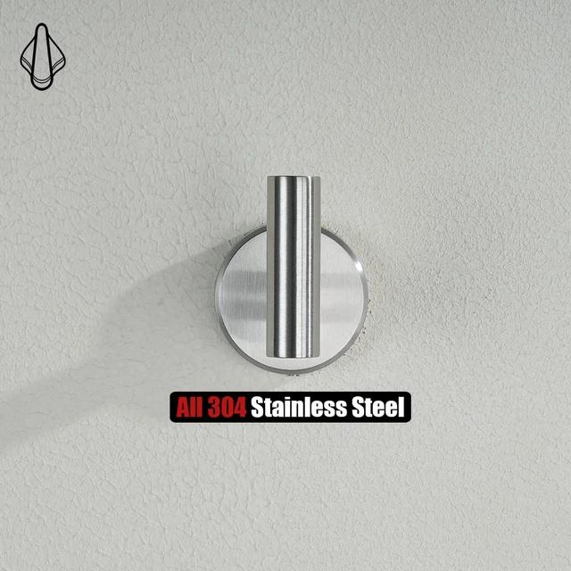 Alt view image 5 of 7 - Bathroom Towel Hook Brushed, Coat Robe Clothes Bath Wall Hooks for Kitchen Garage SUS 304 Stainless Steel Thick 0.8mm, 2 Pack Brushed Steel, TH100-BN-P2