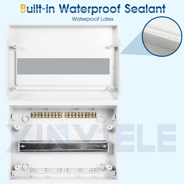 Alt view image 4 of 6 - Outdoor Circuit Breaker Box,Power Distribution Box,Circuit Breaker Panels,Sub Panel Breaker Box, Electrical Panel Box with Clear Cover, Bus Bars and DIN Rail for Indoor and Outdoor(SH-18WAY)