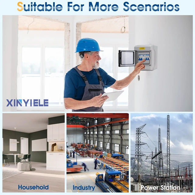 Alt view image 6 of 6 - Outdoor Circuit Breaker Box,Power Distribution Box,Circuit Breaker Panels,Sub Panel Breaker Box, Electrical Panel Box with Clear Cover, Bus Bars and DIN Rail for Indoor and Outdoor(SH-18WAY)