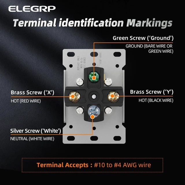 Alt view image 4 of 6 - NEMA 14-50R WR Weather Resistant Range Oven Stove Receptacle, 50A 125/250V Flush Mounting Power Outlet, Straight Blade Heavy Duty Range Receptacle, Grounding, 3 Pole 4 Wire, UL Listed, 1 Pack