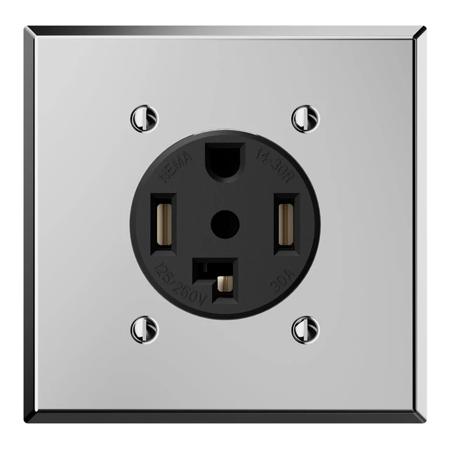 Main image of 30 Amps 125/250V Dryer Outlet, NEMA 14-30R Flush Mounting Power Outlet UL Listed, Straight Blade Heavy Duty Dryer Receptacle, with Stainless Steel Wall Plate, Grounding, 3 Pole 4 Wire, 1 Pack