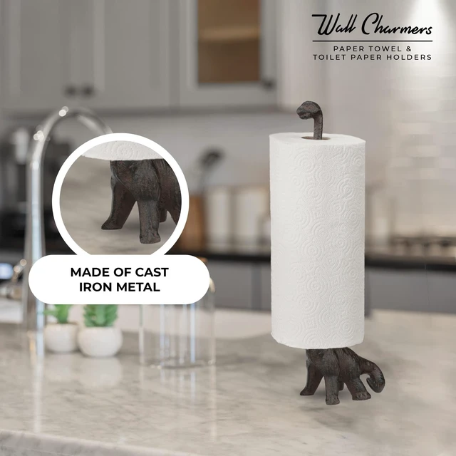 Main image of Rustic Paper Towel Holder, Metal Toilet or Kitchen Paper Holder for Floor or Countertop, Rustic Dino