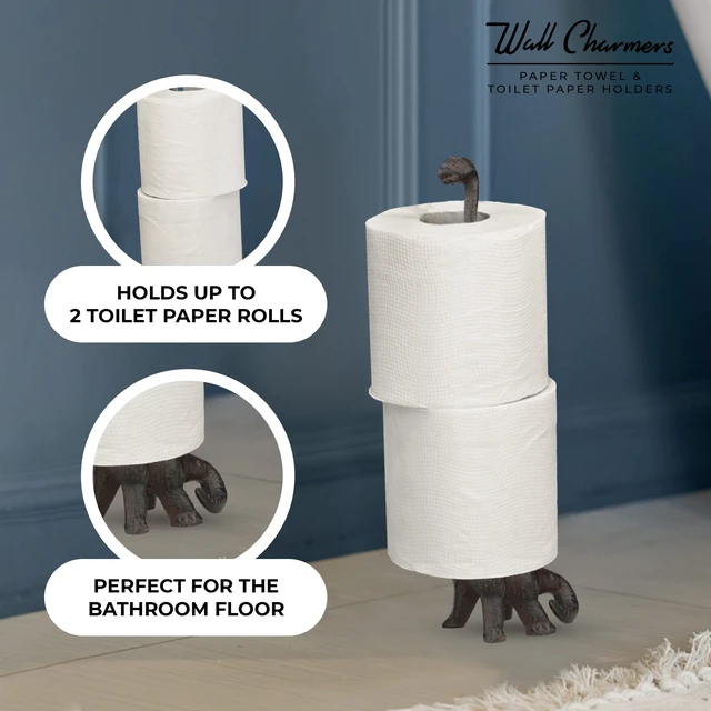 Alt view image 4 of 6 - Rustic Paper Towel Holder, Metal Toilet or Kitchen Paper Holder for Floor or Countertop, Rustic Dino