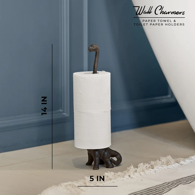 Alt view image 5 of 6 - Rustic Paper Towel Holder, Metal Toilet or Kitchen Paper Holder for Floor or Countertop, Rustic Dino