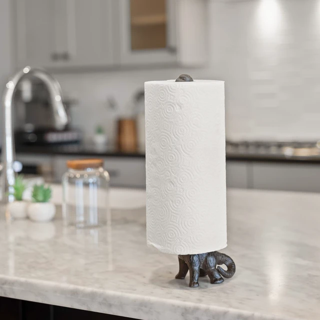 Alt view image 6 of 6 - Rustic Paper Towel Holder, Metal Toilet or Kitchen Paper Holder for Floor or Countertop, Rustic Dino