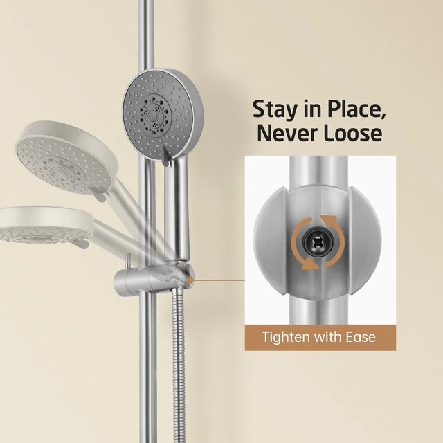 Alt view image 7 of 7 - 30-Inch Shower Slide Bar with Adjustable Handheld Shower Head Holder, Reuse Existing Holes, SUS304 Brushed Stainless Steel Wall Mount for Bathroom, Drilling Required, F209S78-BS
