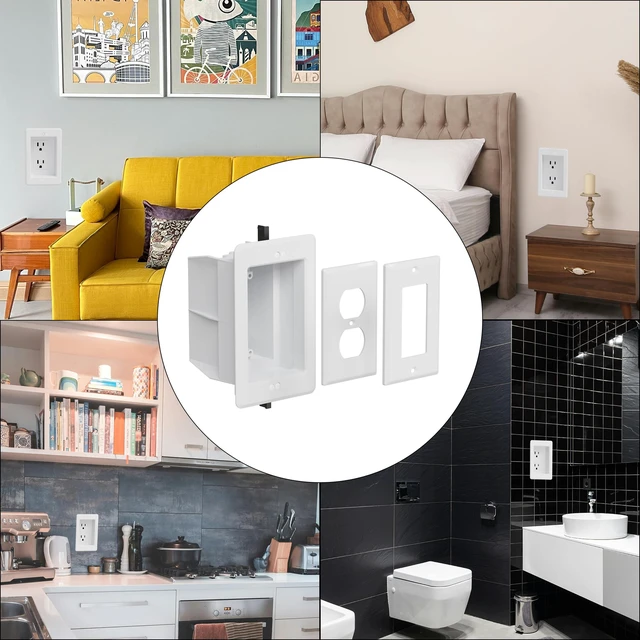 Alt view image 7 of 7 - Recessed Outlet/Electrical Box Single Gang, Recessed Outlet Box for Wall Mount TV, Antenna, Phone and Cable TV, Suitable for GFCI & Standard, for Old or New Construction(2 Pack)