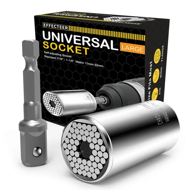 Main image of Universal Socket,Self-adjusting Socket Fits Standard 7/16'' - 1-1/4'' Metric 11mm-32mm, Adapter Socket for Wrench Ratchet&Power Drill, Tools Gifts for Men Him Husband Dad Father DIY Handyman Women