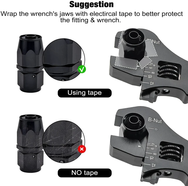 Alt view image 5 of 7 - AN Fitting Hose Wrench Adjustable 3AN-12AN Aluminum Black