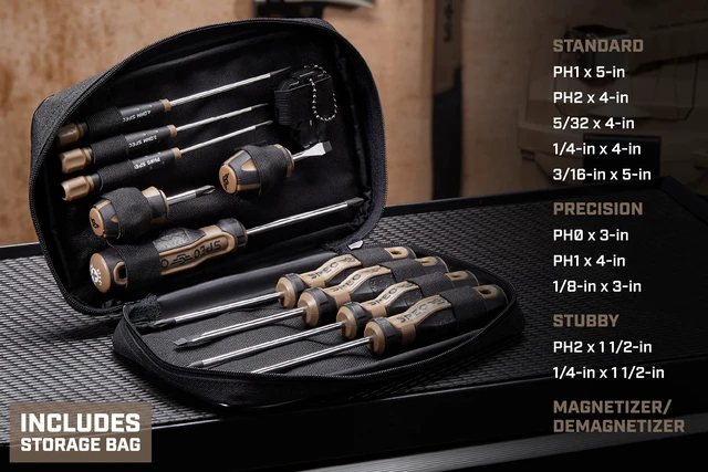 Alt view image 7 of 7 - Tools Screwdriver Set for Professional Construction & Jobsite Use, Phillips and Slotted Drivers with Magnetic Tips, 10-Piece