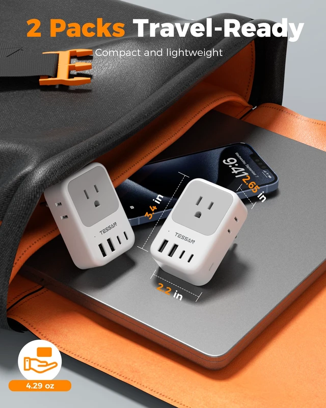 Alt view image 5 of 7 - Switzerland Travel Plug Adapter, PD 28W, 2 Packs Swiss Adapters with 4 Outlets 5 USB Ports (3 USB-C), Type J Outlet Power Adaptor