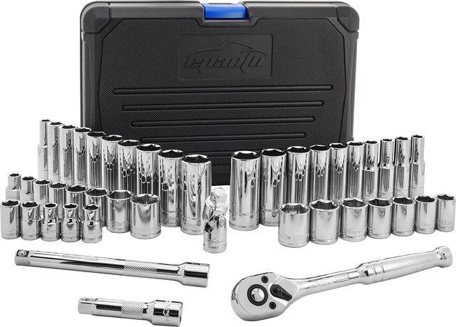 Alt view image 6 of 7 - 45 Pieces 3/8" Drive Socket Set with 72-Tooth Pear Head Ratchet