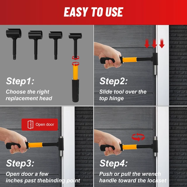 Alt view image 4 of 7 - Door Hinge Adjustment Tool for Residential and Commercial 5-in-1 Hinge Gap Adjusting Wrench for Door Quick and Efficient Solutions, User-Friendly Adjustments Tools