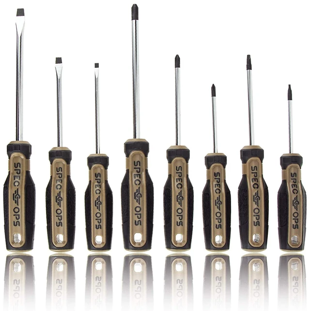 Main image of Tools Screwdriver Set for Professional Construction & Jobsite Use, Phillips, Slotted and Square Drivers with Magnetic Tips, 8-Piece