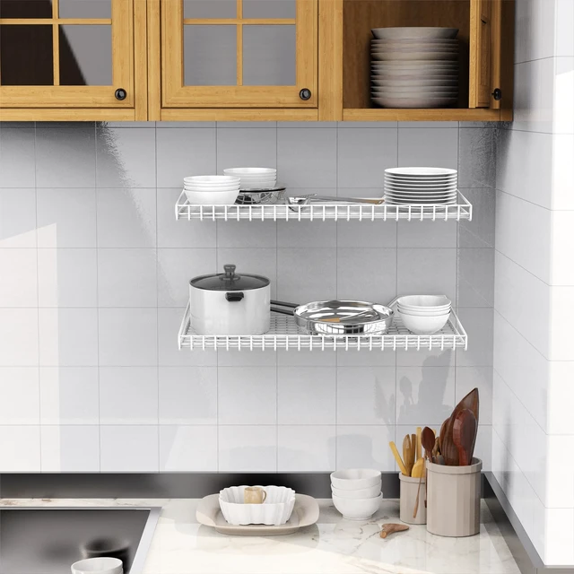 Alt view image 5 of 7 - 2-Pack Garage Wall Shelf, 23.5" x 12" Wall-Mounted Storage Shelves for Garage, Closet, Laundry Room, Heavy Duty, Wall Floating Shelving, Holds up to 65 lbs, White