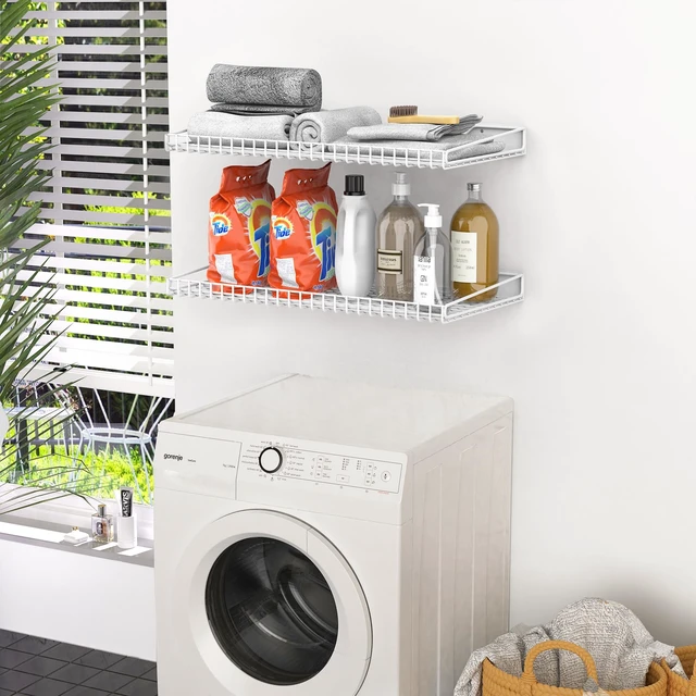 Alt view image 4 of 7 - 2-Pack Garage Wall Shelf, 23.5" x 12" Wall-Mounted Storage Shelves for Garage, Closet, Laundry Room, Heavy Duty, Wall Floating Shelving, Holds up to 65 lbs, White