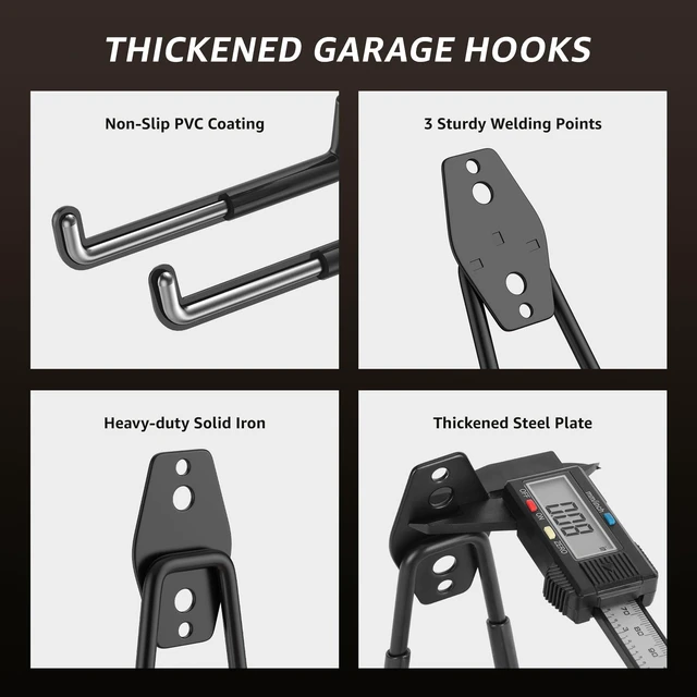 Alt view image 4 of 7 - Heavy Duty Garage Hooks for Storage & Hanging Items, 30-Pack for Hanging Bikes, Hoses, Ladders, Ropes, Garden Tools; for Garage, Warehouse, Yard, Shed