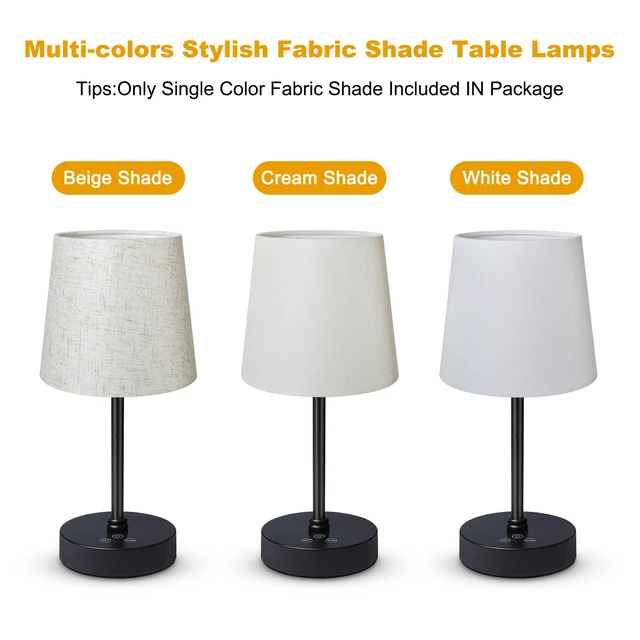 Alt view image 5 of 7 - Cordless Table Lamp,5000mAh Rechargeable Battery Operated Desk Lamp,3Colors & 7 RGB Stepless Dimmable, Portable Small Touch Fabric Shade LED Night Light for Patio Restaurant Home(White)
