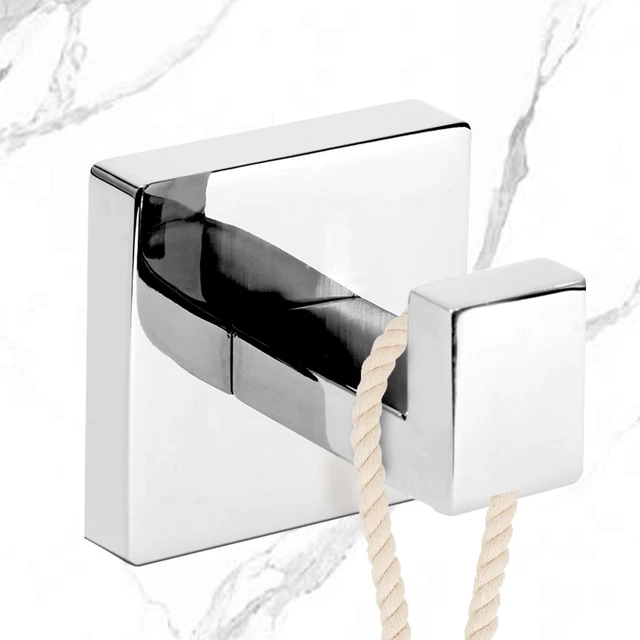 Alt view image 2 of 7 - 4-Pack Towel Hooks Hand Towel Holder Robe Hanger Polished Chrome Bathroom Square Coat Hook Wall Mount Heavy Duty Stainless Steel Hat Hook for Living Room Bedroom Kitchen Closet
