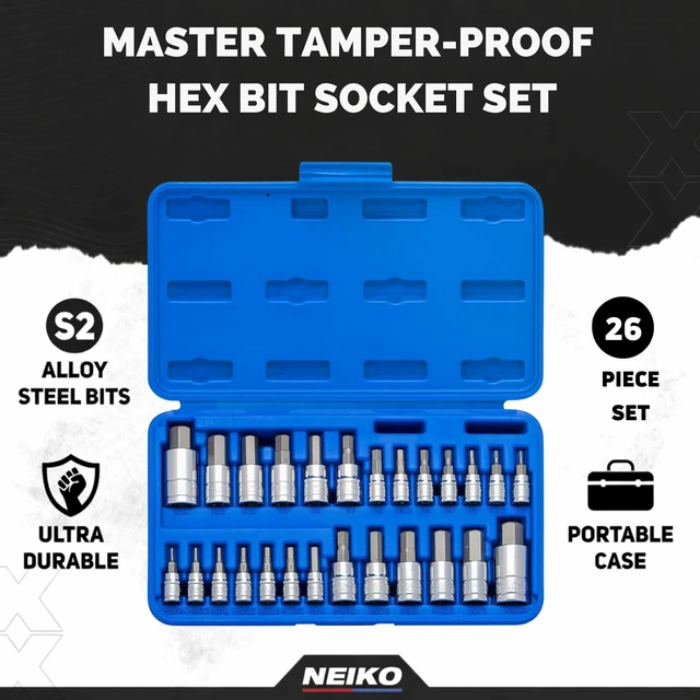 Alt view image 2 of 6 - 01144A Tamper-Proof Hex Bit Socket Set, 26 Pieces | SAE (5/64-9/16) and Metric (2-14MM)