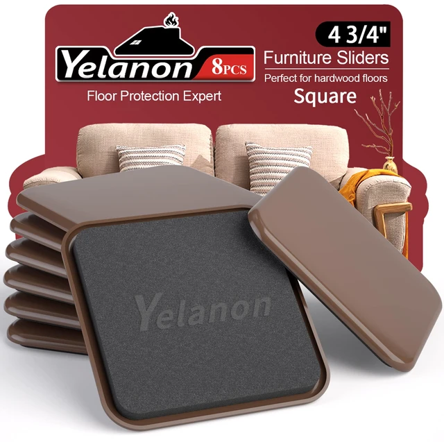 Main image of Furniture Sliders 8 Pcs 4.75" Square Brown for Carpet Jumbo square movers sliders for heavy furniture items on carpet. Quick placement, durable glide