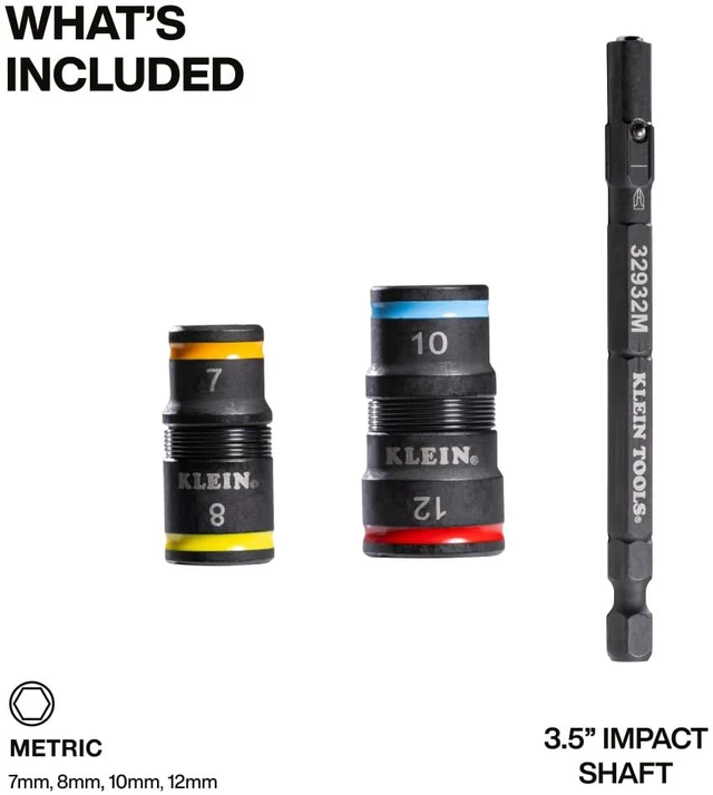 Alt view image 2 of 5 - 32932M 4-in-1 Metric Impact Socket Set, 2 Flip Sockets with 4 Metric Hex Sizes, 7 mm, 8 mm, 10 mm, 12 mm, Impact Rated 3-1/2-Inch Shaft
