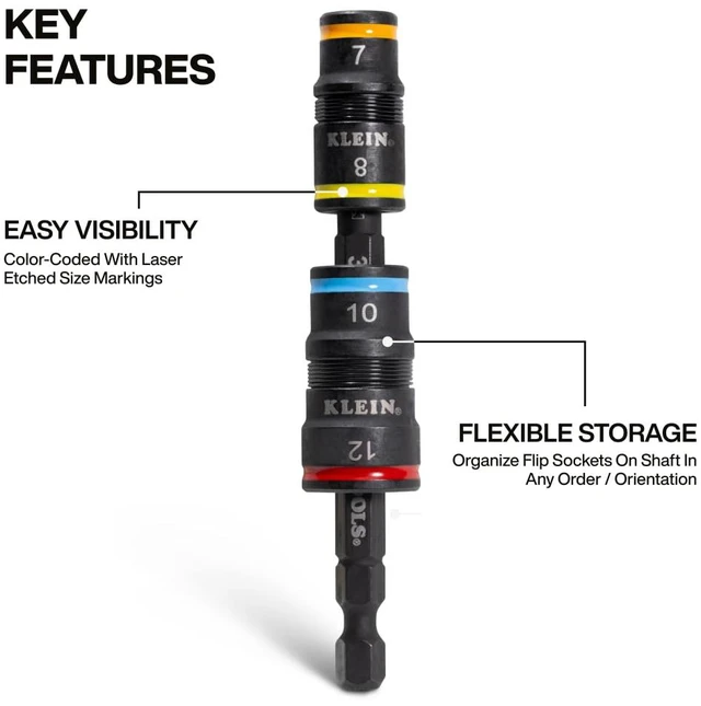 Alt view image 3 of 5 - 32932M 4-in-1 Metric Impact Socket Set, 2 Flip Sockets with 4 Metric Hex Sizes, 7 mm, 8 mm, 10 mm, 12 mm, Impact Rated 3-1/2-Inch Shaft