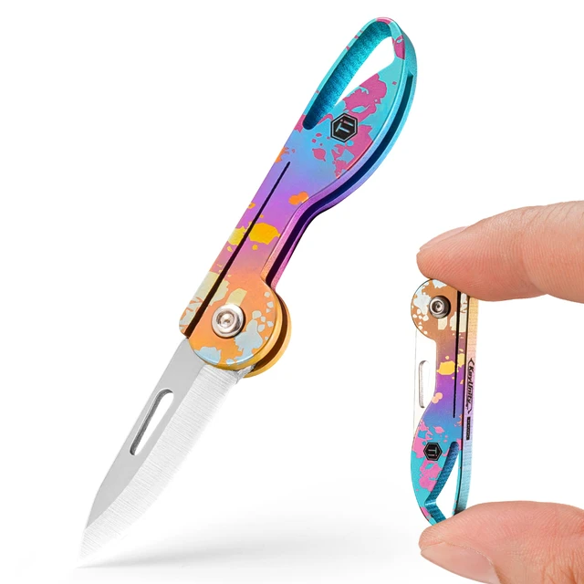 Main image of KK05 Titanium Mini Pocket Knife, 1.06-Inch Blade, Ink Splash Lightweight EDC Knife for opening packages and snack wrappers, removing clothing tags, and handling everyday tasks