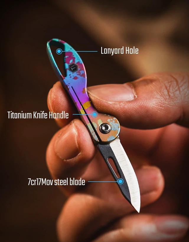 Alt view image 4 of 7 - KK05 Titanium Mini Pocket Knife, 1.06-Inch Blade, Ink Splash Lightweight EDC Knife for opening packages and snack wrappers, removing clothing tags, and handling everyday tasks