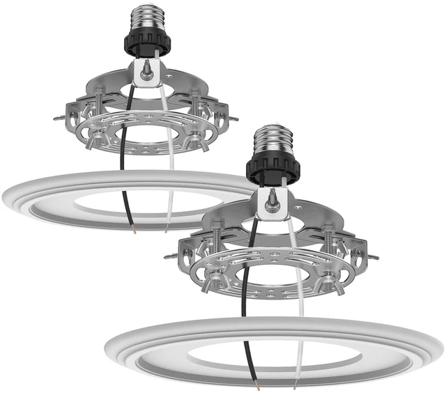 Main image of 2-Pack Recessed Light to Pendant Converter Kit, Adjustable for 5 and 6 inch Recessed Can Light Conversion Kit, Includes E26 Socket, Triangular Bracket, Round Mounting Plate & 3D White Cover
