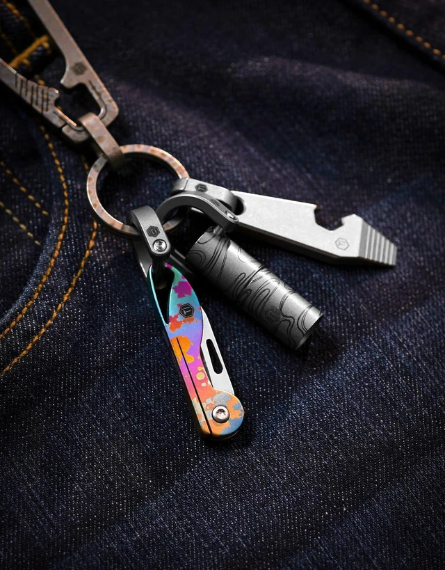 Alt view image 6 of 7 - KK05 Titanium Mini Pocket Knife, 1.06-Inch Blade, Ink Splash Lightweight EDC Knife for opening packages and snack wrappers, removing clothing tags, and handling everyday tasks