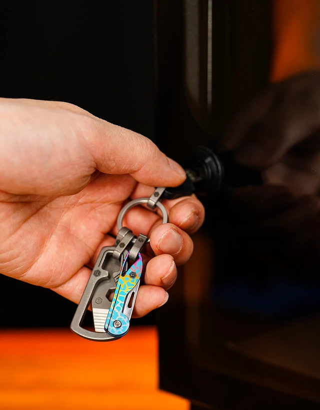 Alt view image 6 of 7 - KK05 Titanium Mini Pocket Knife, 1.06-Inch Blade, Crackle Lightweight EDC Knife for opening packages and snack wrappers, removing clothing tags, and handling everyday tasks