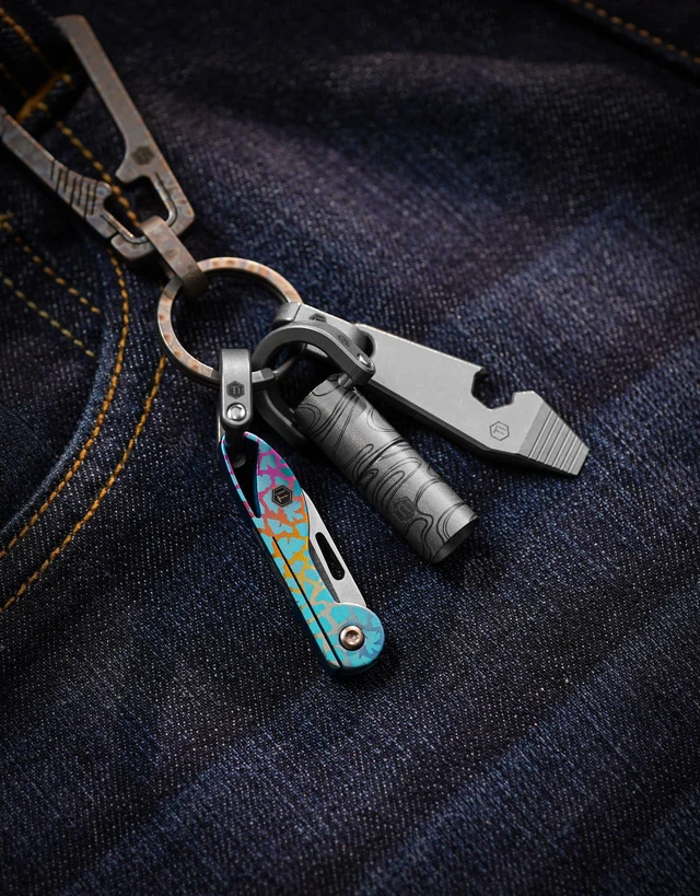 Alt view image 7 of 7 - KK05 Titanium Mini Pocket Knife, 1.06-Inch Blade, Crackle Lightweight EDC Knife for opening packages and snack wrappers, removing clothing tags, and handling everyday tasks