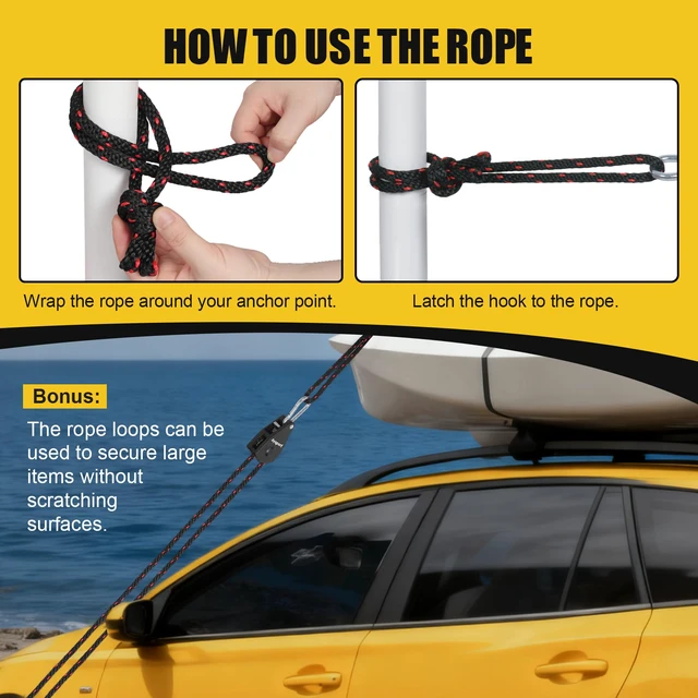 Alt view image 5 of 7 - Adjustable Rope Tie Down, 3/8" Grow Light Hanger, 4 Pack 14Ft Heavy Duty Plant Pulley Rope Tightener Ratchet Tie Down for Kayak, Tarp, Tent Tie Downs, Hanging Plants, Filters, Fans
