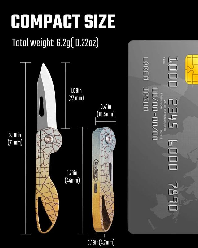 Alt view image 2 of 7 - KK05 Titanium Mini Pocket Knife, 1.06-Inch Blade, Yuzu Lightweight EDC Knife for opening packages and snack wrappers, removing clothing tags, and handling everyday tasks