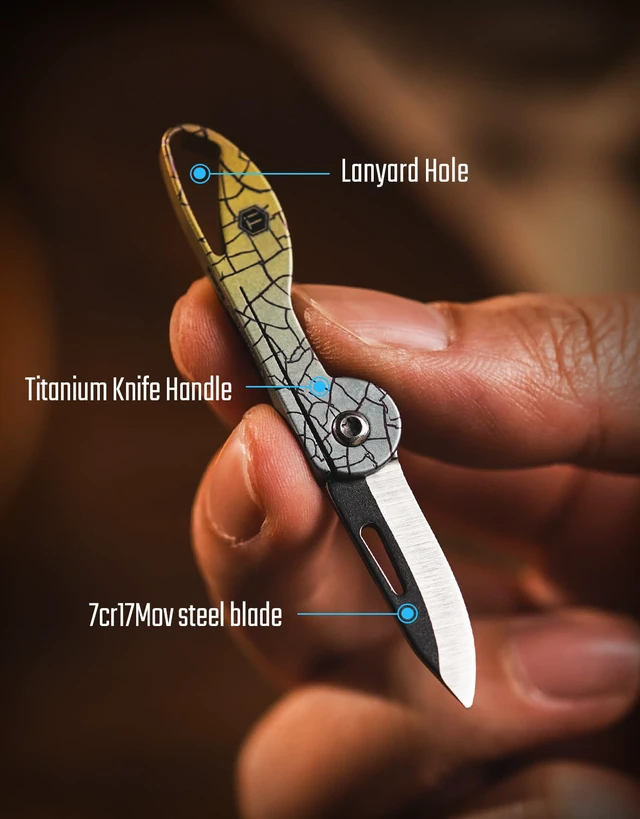 Alt view image 4 of 7 - KK05 Titanium Mini Pocket Knife, 1.06-Inch Blade, Yuzu Lightweight EDC Knife for opening packages and snack wrappers, removing clothing tags, and handling everyday tasks