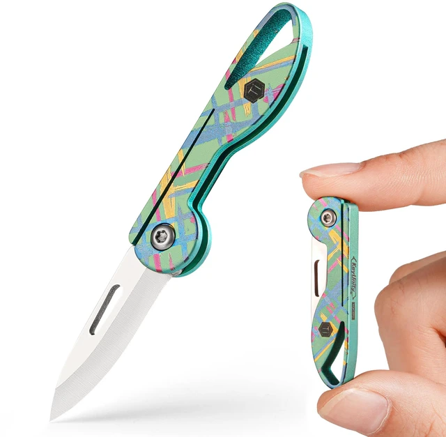 Main image of KK05 Titanium Mini Pocket Knife, 1.06-Inch Blade, Graffiti Green Lightweight EDC Knife for opening packages and snack wrappers, removing clothing tags, and handling everyday tasks