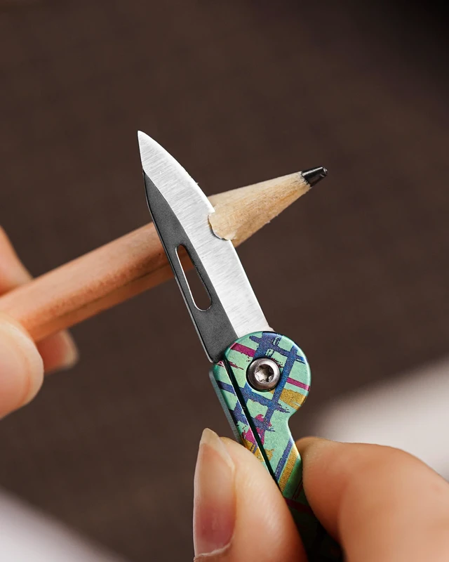 Alt view image 4 of 7 - KK05 Titanium Mini Pocket Knife, 1.06-Inch Blade, Graffiti Green Lightweight EDC Knife for opening packages and snack wrappers, removing clothing tags, and handling everyday tasks