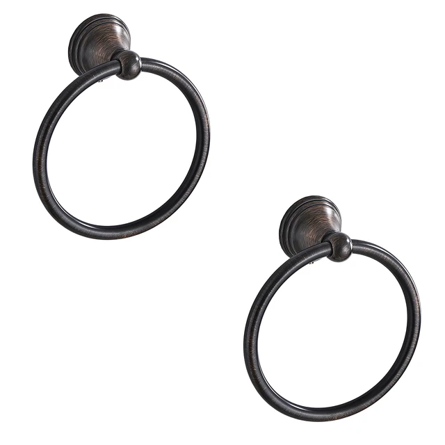 Main image of Towel Ring for Bathroom, Oil Rubbed Bronze Hand Towel Holder 2 Pack, Bathroom Accessories and Towel Racks for Bathroom Wall