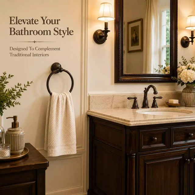Alt view image 2 of 7 - Towel Ring for Bathroom, Oil Rubbed Bronze Hand Towel Holder 2 Pack, Bathroom Accessories and Towel Racks for Bathroom Wall