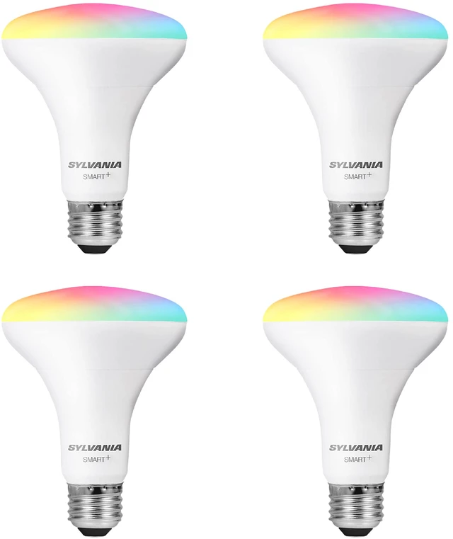 Main image of Sylvania WiFi LED Smart Light Bulb, 65W Equivalent Full Color and Tunable White BR30, Dimmable, Works with Alexa and Google Home Only - 4 Pack (75688)
