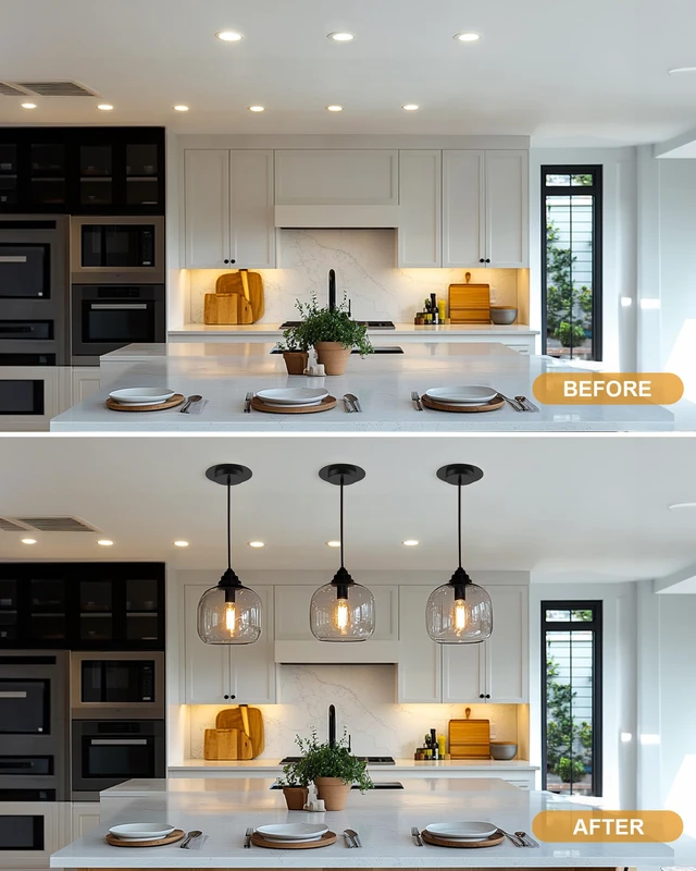 Alt view image 7 of 7 - 5 and 6 inch Recessed Can Light Conversion Kit, Ceiling Light Fixture Upgrade, Pendant & Hanging, 7¾ Inch Flat Steel Ceiling Medallion, Black Finish 2 Packs
