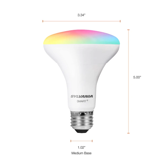 Alt view image 6 of 6 - Sylvania WiFi LED Smart Light Bulb, 65W Equivalent Full Color and Tunable White BR30, Dimmable, Works with Alexa and Google Home Only - 4 Pack (75688)
