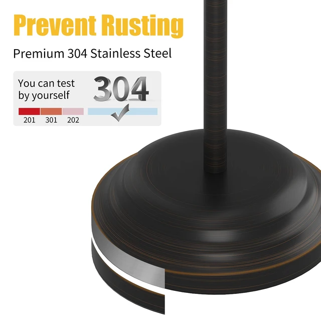 Alt view image 7 of 7 - Toilet Paper Holder Floor Stand, Bathroom Freestanding Bronze Toilet Tissue Roll Holder, Free Standing Rack with Storage, Weighted Base Accessories, SUS304 Stainless Steel Rustproof