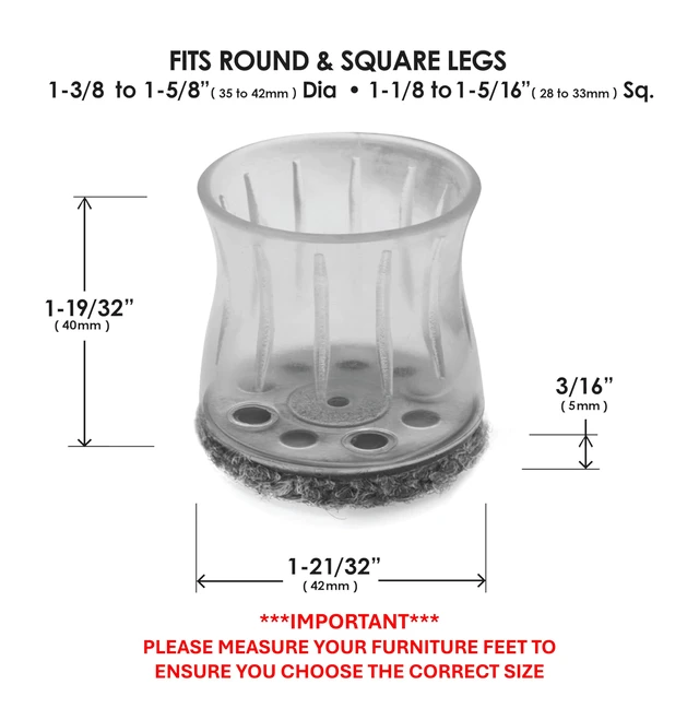 Alt view image 2 of 6 - GorillaOutdoor Berber Furniture Feet Pads with Clear Sleeve Sock (8 Pack) Outdoor Furniture Sliders for Round & Square Legs, Large