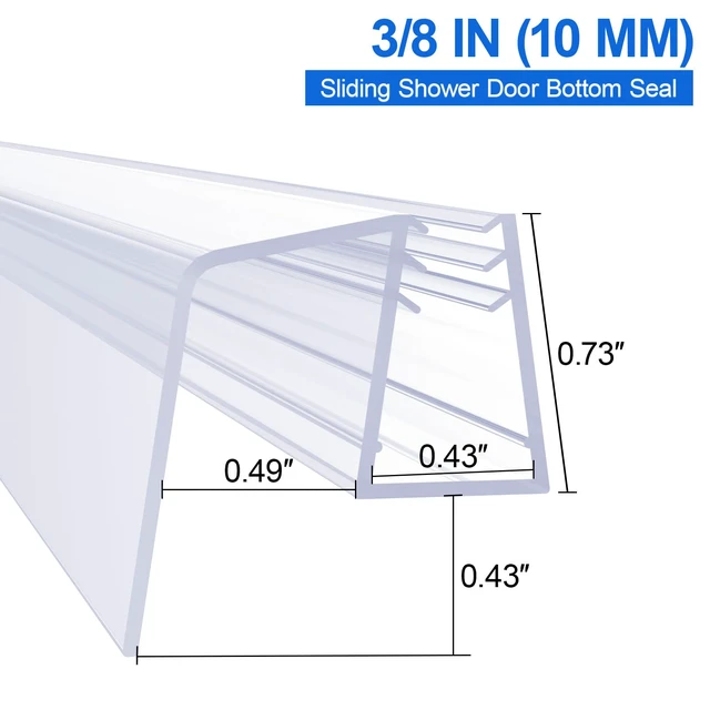 Alt view image 2 of 7 - 3 Pack 3/8" x 39" Sliding Shower Door Bottom Seal, Shower Door Sweep Sliding Shower Seal for 3/8'' (10mm) Glass, Frameless Glass Door Seal Strip, Stop Shower Leaks and Create a Water Barrier
