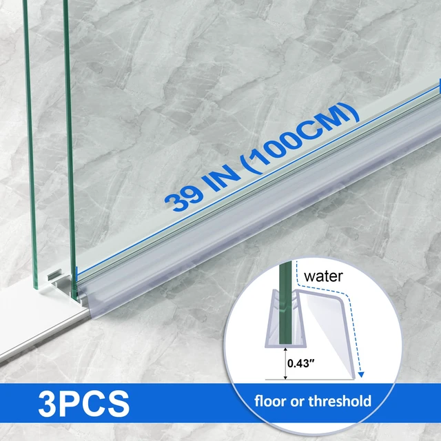 Alt view image 3 of 7 - 3 Pack 3/8" x 39" Sliding Shower Door Bottom Seal, Shower Door Sweep Sliding Shower Seal for 3/8'' (10mm) Glass, Frameless Glass Door Seal Strip, Stop Shower Leaks and Create a Water Barrier
