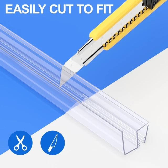 Alt view image 4 of 7 - 3 Pack 3/8" x 39" Sliding Shower Door Bottom Seal, Shower Door Sweep Sliding Shower Seal for 3/8'' (10mm) Glass, Frameless Glass Door Seal Strip, Stop Shower Leaks and Create a Water Barrier