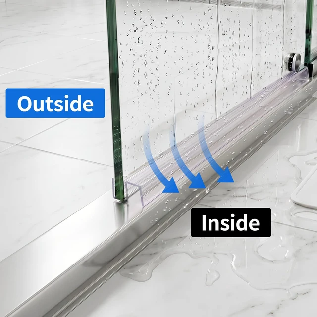 Alt view image 7 of 7 - 3 Pack 3/8" x 39" Sliding Shower Door Bottom Seal, Shower Door Sweep Sliding Shower Seal for 3/8'' (10mm) Glass, Frameless Glass Door Seal Strip, Stop Shower Leaks and Create a Water Barrier